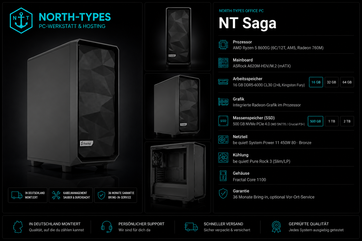 NT Saga – Ohne Betriebssystem, 16 GB, 500 GB